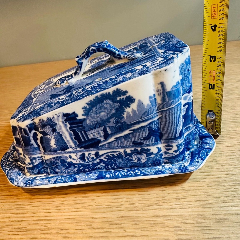 Vintage c1930 Copeland Spode Blue Italian Hygienic Cheese Dish Keeper England - Picture 11 of 16